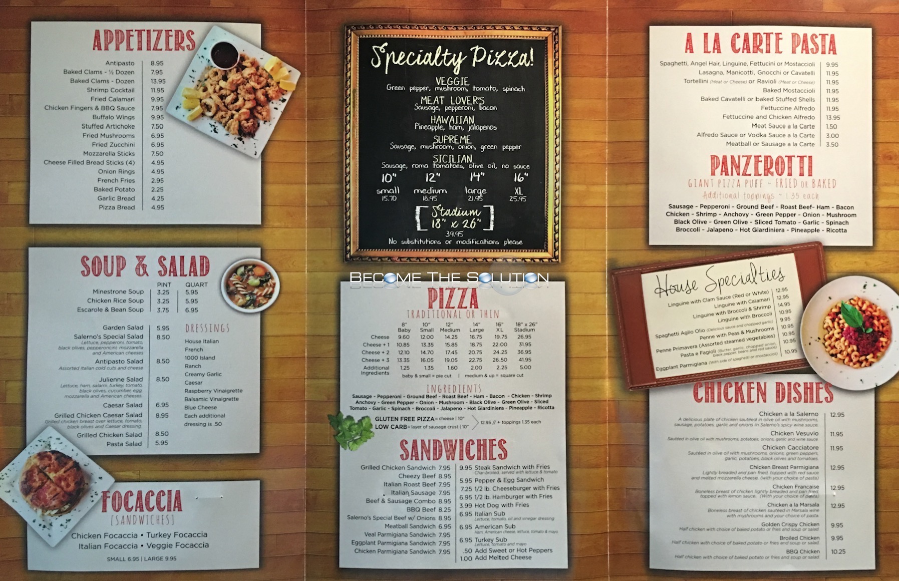 Salerno's Pizza Carry Out Menu (Scanned Menu With Prices)